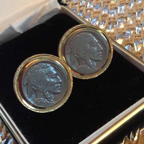 Vintage Other - Genuine Vintage 1936 Buffalo Nickel Cufflinks